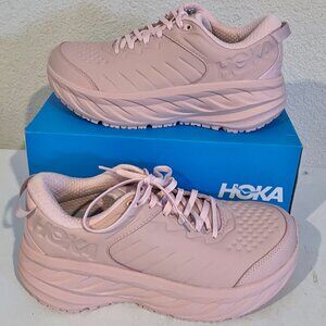 NEW IN BOX Hoka Womens Bondi SR Leather Shoes Slip Resistant 10 Peach Whip